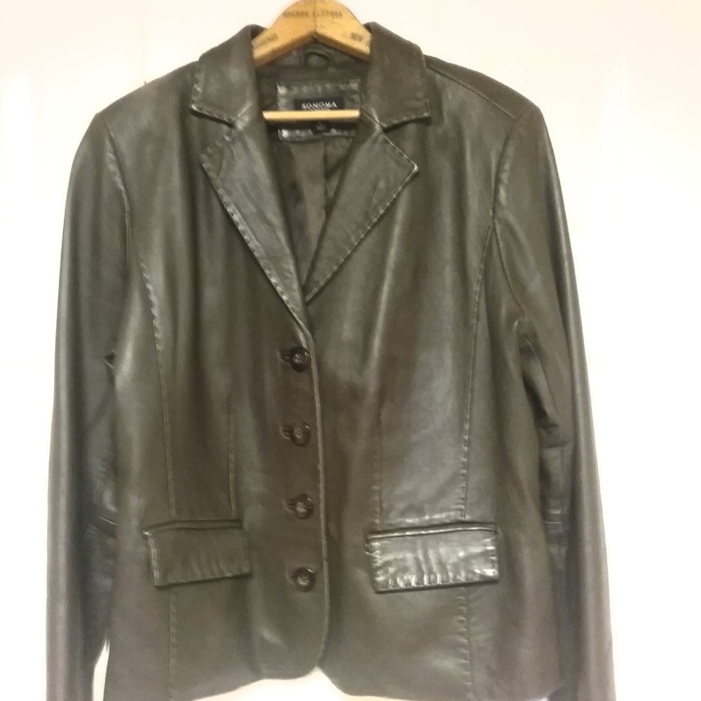 Brown leather blazer